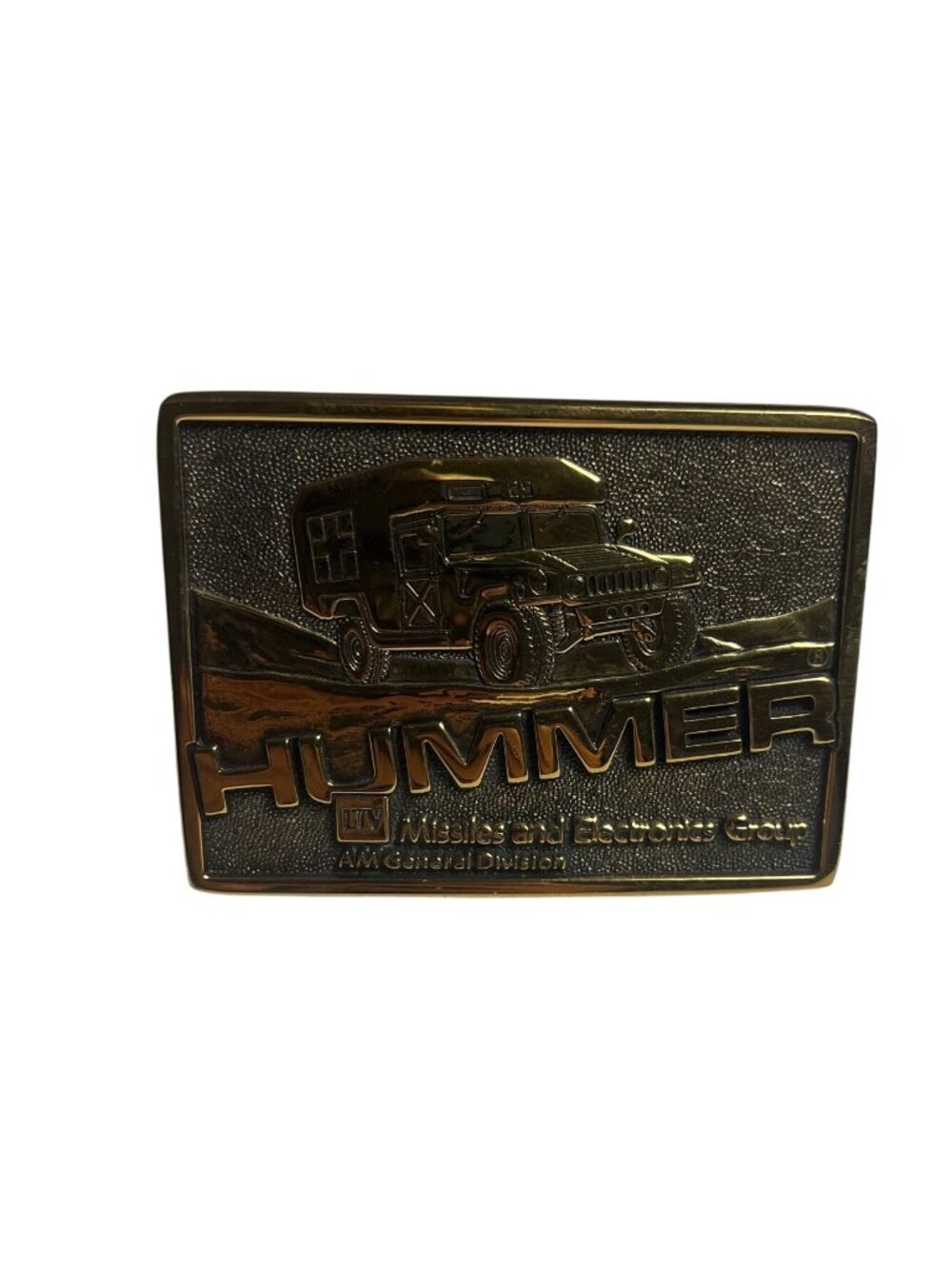 Hummer LTV Missiles & Electronics Group Belt Buckle 1987 Collector Series 3"x2.5